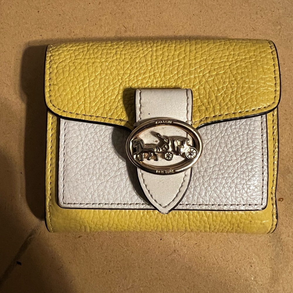 Coach Yellow and White Wallets with Metallic Accents